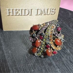 Heidi Daus ring Carnelian ladies size 6 gems Swarovski crystals